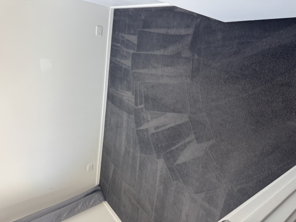 Professional carpet cleaning extraction lines across a bedroom carpet